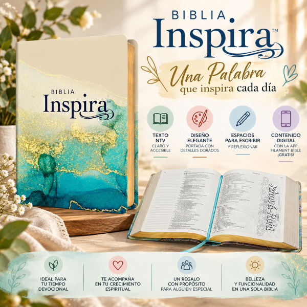 Biblia Inspira NTV – Edición Turquesa con Detalles Dorados